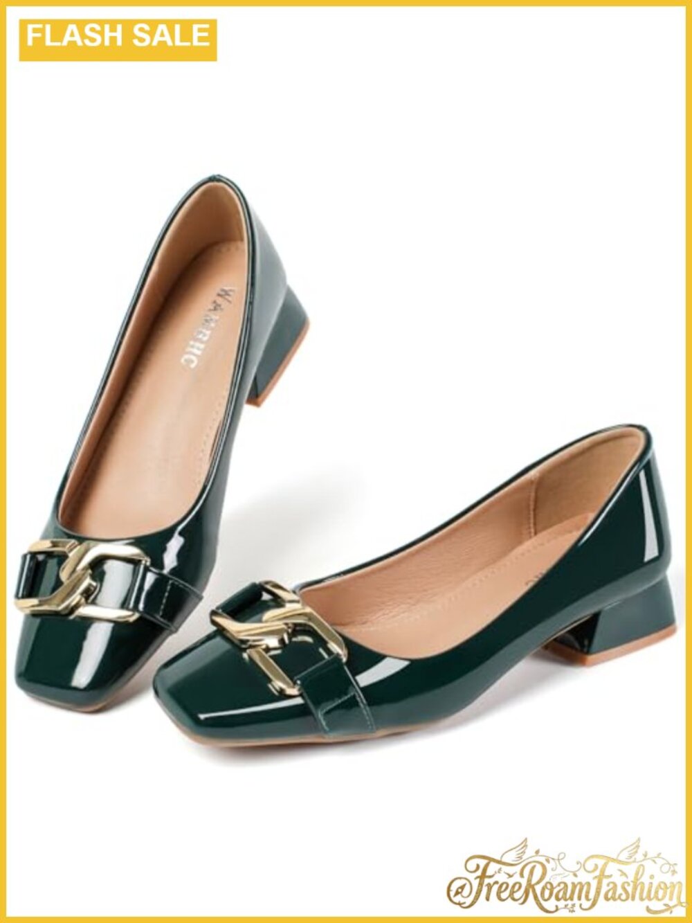 Women's Low Chunky Block Heel Pumps Square Toe Dress Shoes Office
